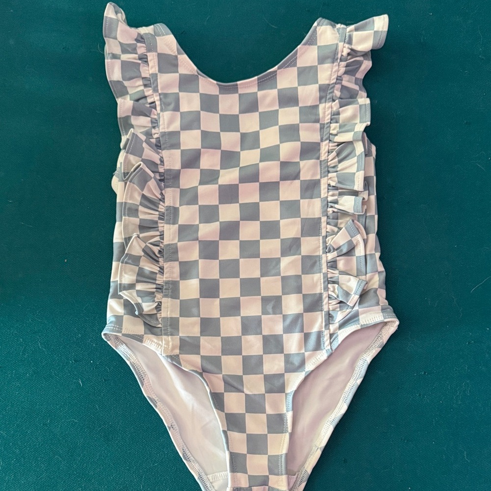 Checkered Ruffle One-Piece Swimsuit